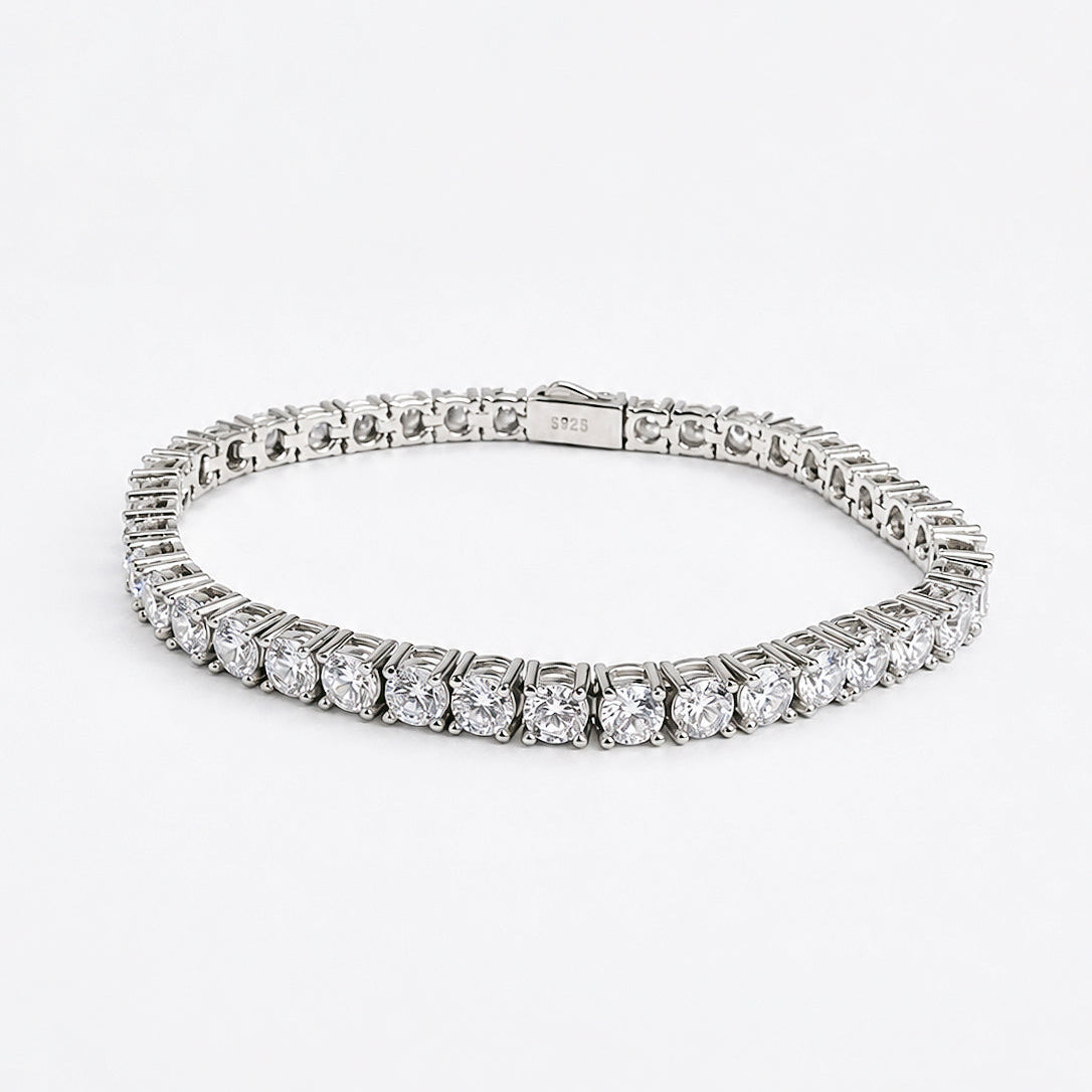 925 sterling silver tennis bracelet with round cubic zirconia stones 