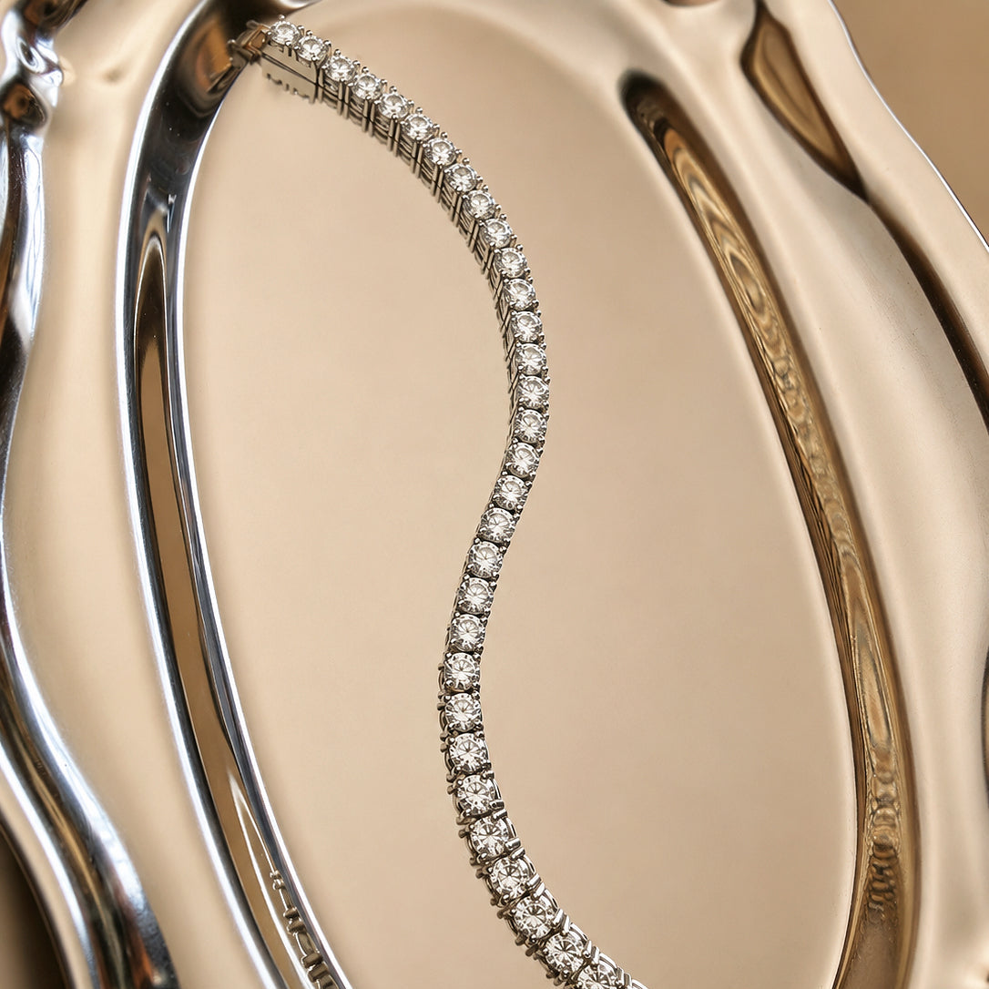 925 sterling silver tennis bracelet with round cubic zirconia stones