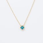 Collier en argent 925 plaqué or avec pendentif fleur turquoise