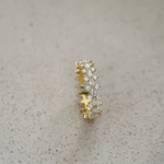 Bague en argent 925 plaqué or avec motifs fleurs sertis d’oxydes de zirconium transparents