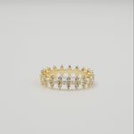 Bague en argent 925 plaqué or avec motifs fleurs sertis d’oxydes de zirconium transparents