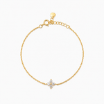 Bracelet en argent 925 plaqué or avec motif trèfle serti d’oxydes de zirconium transparents