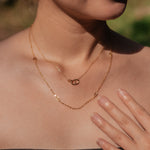 Collier en argent 925 plaqué or avec pendentif géométrique en forme de nez de cochon, sur chaîne fine