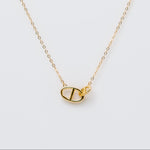 Collier en argent 925 plaqué or avec pendentif géométrique en forme de nez de cochon, sur chaîne fine