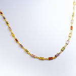 Collier en argent 925 plaqué or avec pierres rectangulaires multicolores