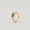 Gold-plated stainless steel ring with marquise-cut green cubic zirconia stone