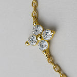 old-plated 925 sterling silver anklet with floral cubic zirconia charm
