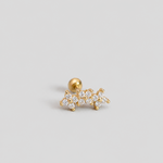Gold-plated stainless steel cartilage earring with clustered clear cubic zirconia stones 