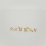 old-plated stainless steel drop earrings with clear cubic zirconia floral clusters