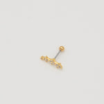 Gold-plated stainless steel floral ear stud with clear cubic zirconia stones and a round back