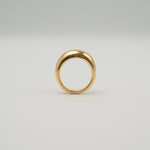 Gold-plated stainless steel smooth dome ring with a polished finish on a light background