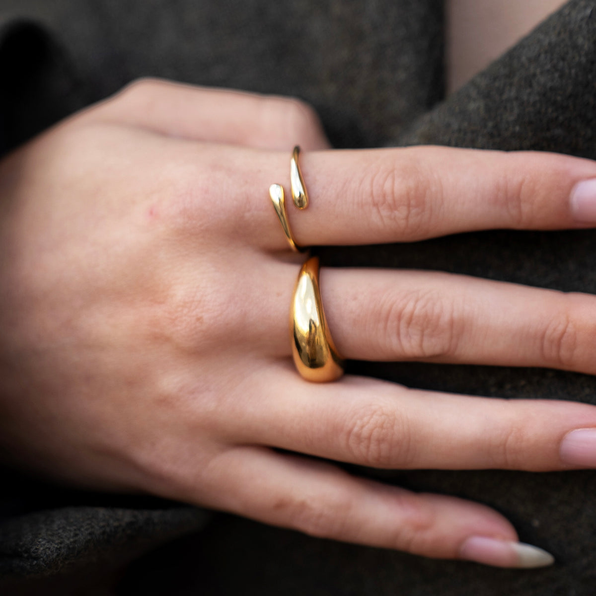 Gold-plated stainless steel smooth dome ring with a polished finish 