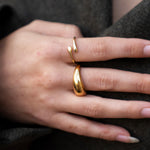 Gold-plated stainless steel smooth dome ring with a polished finish 