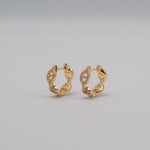 Gold-plated sterling silver drop earrings with double circular cubic zirconia details 