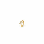 Gold-plated sterling silver huggie earring with a clear cubic zirconia flower detail 