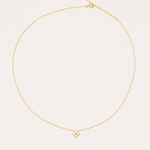 Gold-plated sterling silver necklace with a four-petal clear cubic zirconia pendant