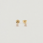 Gold-plated sterling silver stud earrings with four-petal clear cubic zirconia