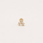 Gold-plated sterling silver huggie earring with a four-petal clear cubic zirconia flower design 