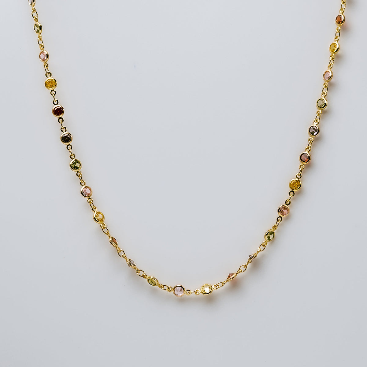 Collier en argent 925 plaqué or avec pierres rondes multicolores-4