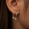 Rhodium-plated 925 sterling silver pavé hoop earrings with flower cubic zirconia charms