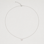 Rhodium-plated sterling silver necklace with four-petal cubic zirconia pendant