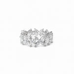 Rhodium-plated sterling silver band ring with marquise and round cubic zirconia stones