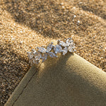Rhodium-plated sterling silver band ring with marquise and round cubic zirconia stones 