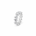 Rhodium-plated sterling silver band ring with marquise and round cubic zirconia stones