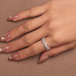 Rhodium-plated sterling silver band ring with marquise and round cubic zirconia stones