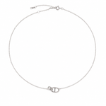 Rhodium-plated sterling silver minimalist pendant necklace on a white background