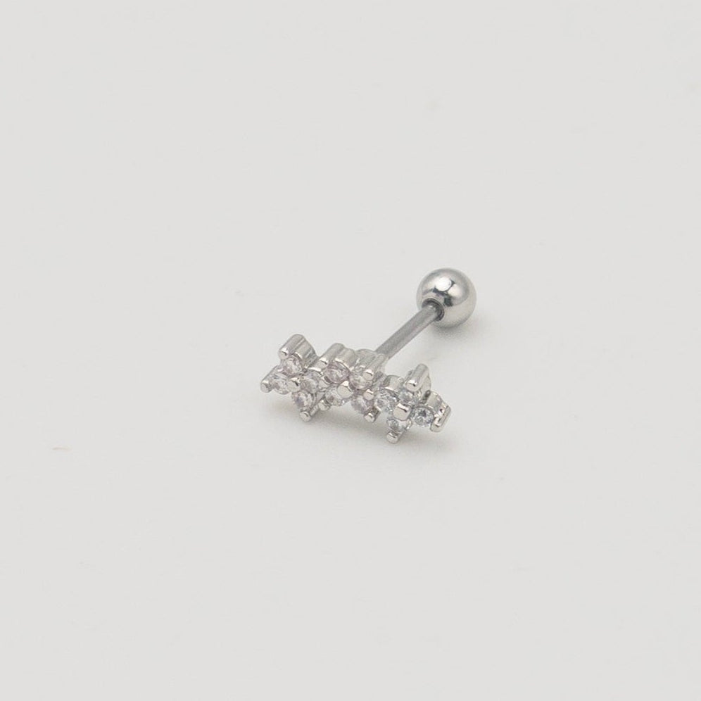 Stainless steel helix piercing earring with cubic zirconia stones 
