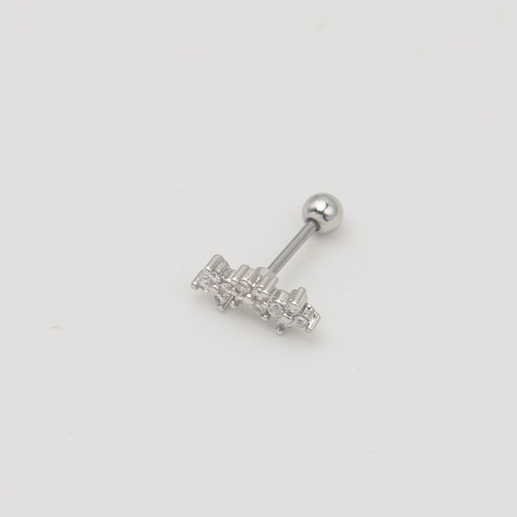 Stainless steel helix piercing earring with cubic zirconia stones