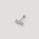 Stainless steel helix piercing earring with cubic zirconia stones