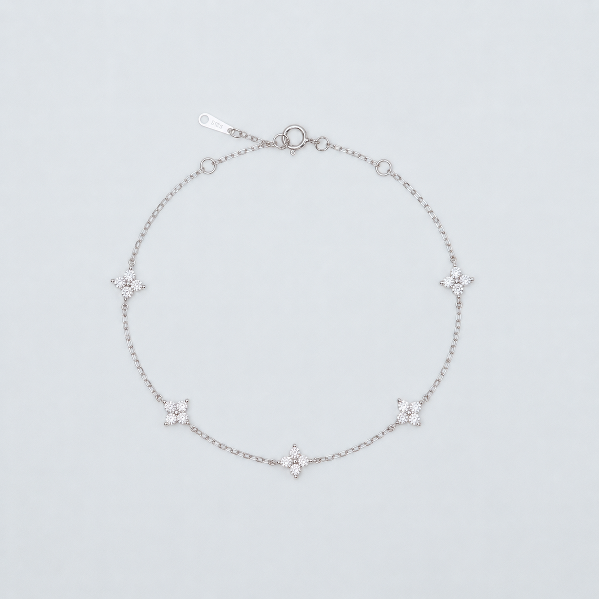 ONIRIQUE sterling silver floral bracelet with cubic zirconia stones 
