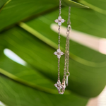 Sterling silver floral bracelet with clear cubic zirconia stones